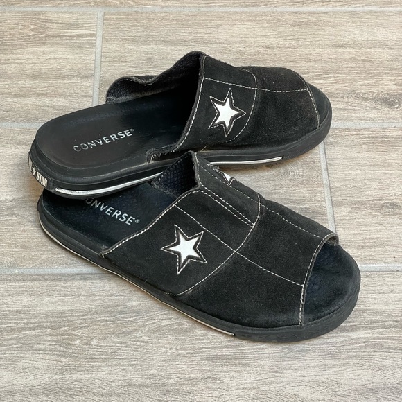 RARE Converse All Star Leather Sandals Sides Black Suede One Star Vintage - Picture 3 of 9